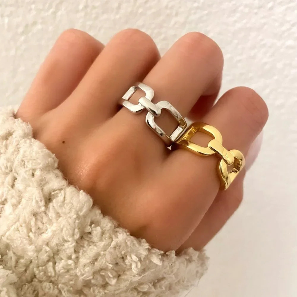 925 Sterling Silver Chunky Statement Ring Buckle … - image 1